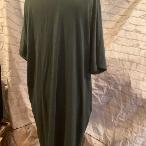 “COS” Green V Neck Draped Front Detail Short Sleeve Dress. - Picture 5 of 12
